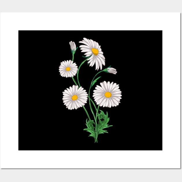 Daisies Chamomile & Marguerites Bouquet Retro Daisy Flower Wall Art by Ai Wanderer